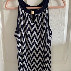 PerSeption Concept Navy and White Chevron Blouse